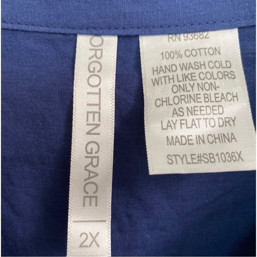 Nordstrom Forgotten Grace Button Down Navy Eyelet Trim Shirt Size 2X NWT - Picture 5 of 7